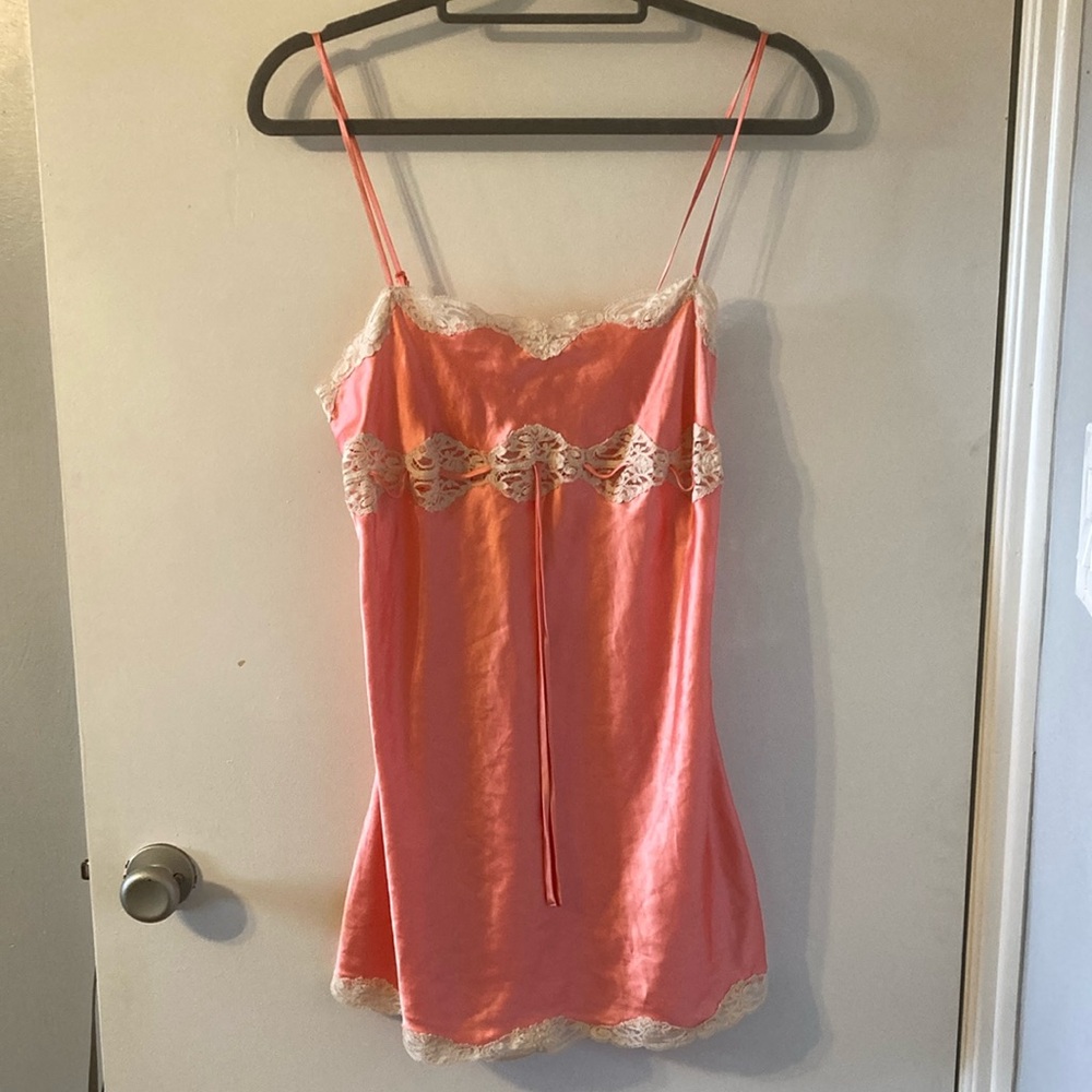 Vintage Victoria Secret Lingerie pink satin lace nightgown